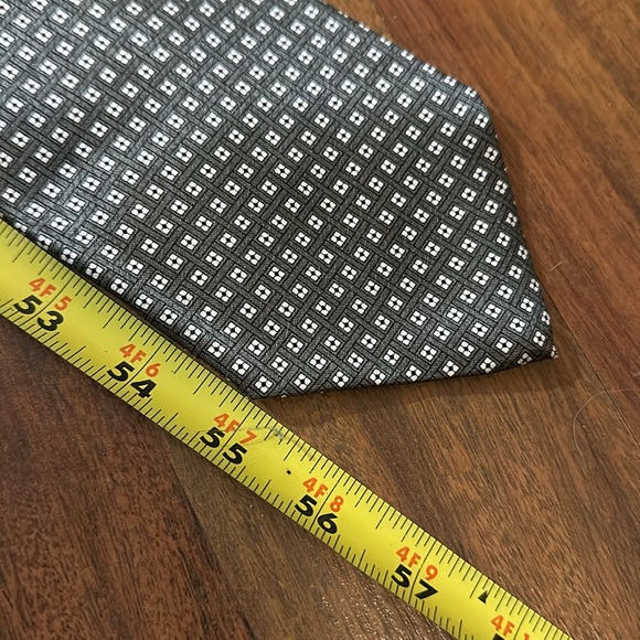 Pierre Cardin 100% Imported Silk Army Greenish Dark Gray White Square, USA made - Picture 7 of 9